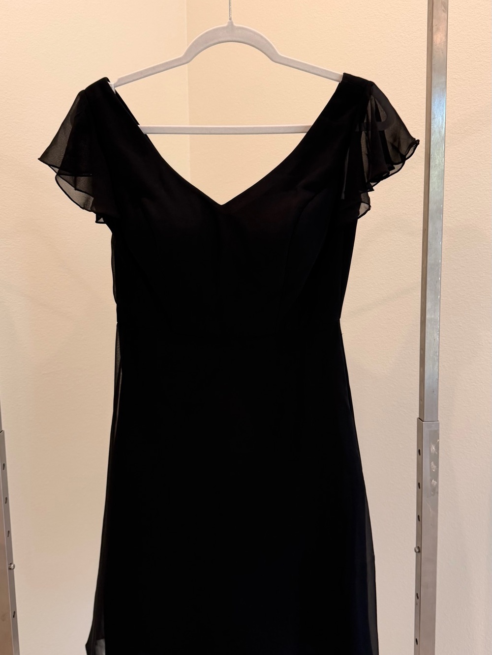 Jasmine Black V-Neck Midi Dress with Flutter Sleeves
